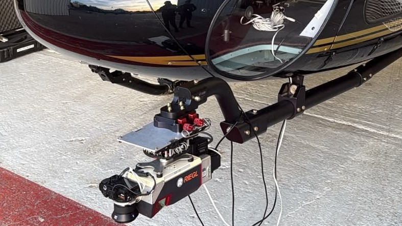 helicopter with lidar instrument mounted